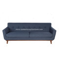 Midcentury 3 Seater Fabric Sofa with Wood Frame